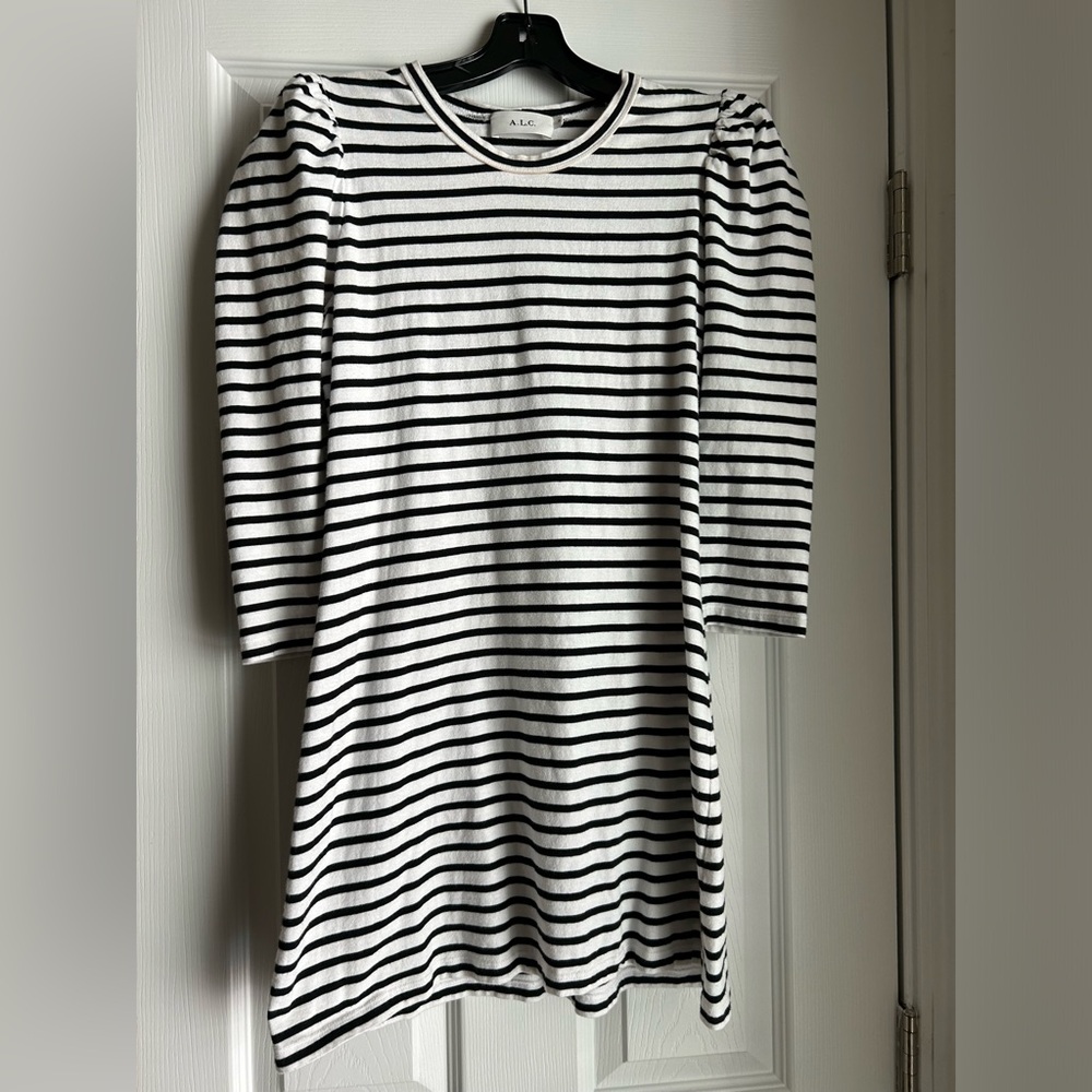 A.L.C Black Stripe Shirt Dress